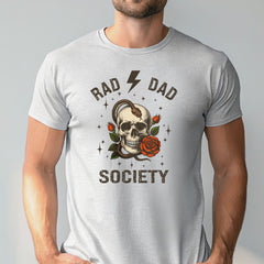 Rad Dad Society T-Shirt – Edgy Skull Graphic for Cool Dads