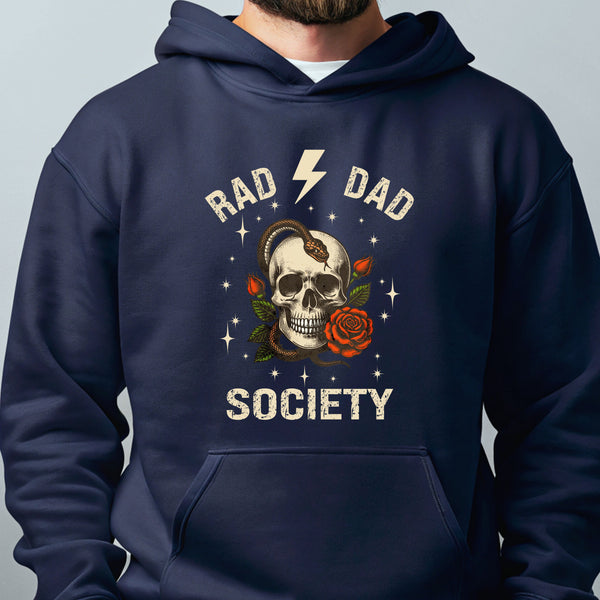 Rad Dad Society Hoodie – Gothic Skull Pullover for Fearless Dads