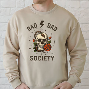 Rad Dad Society Sweatshirt – Vintage Skull Crewneck for Rebel Dads