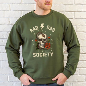 Rad Dad Society Sweatshirt – Vintage Skull Crewneck for Rebel Dads
