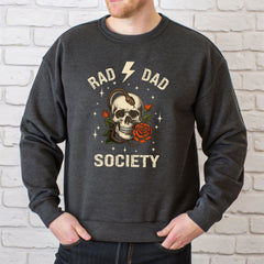 Rad Dad Society Sweatshirt – Vintage Skull Crewneck for Rebel Dads