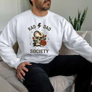 Rad Dad Society Sweatshirt – Vintage Skull Crewneck for Rebel Dads