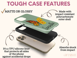 Floral Butterfly Phone Case – Personalized Monarch Name Cover