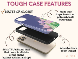 Tulip Flower Phone Case – Watercolor Pink & Lavender Floral Botanical Design