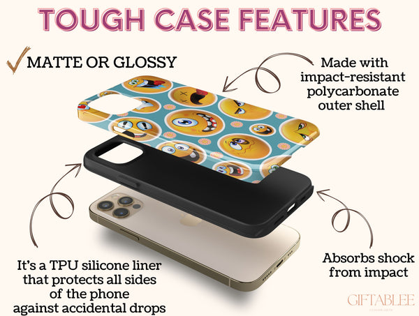 Funny Emoji Phone Case – Kawaii Sticker Bomb Design