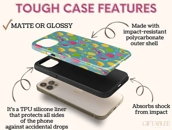 Summer Fruit Phone Case – Cute Kawaii Cartoon Fruit Pattern Cover