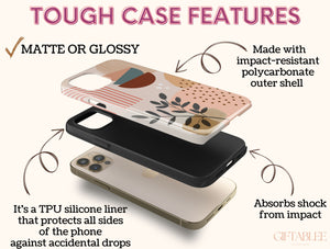 Boho Abstract Phone Case – Earthy Modern Botanical Art Design