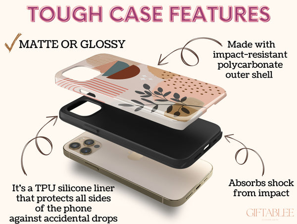 Boho Abstract Phone Case – Earthy Modern Botanical Art Design