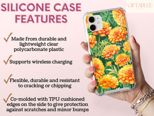 Marigold Flower Phone Case – Watercolor Yellow & Orange Floral Design