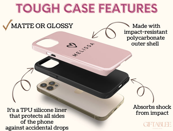 Minimalist Personalized Phone Case – Custom Name & Heart Phone Cover