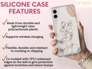 Abstract Butterfly Phone Case – Feminine Woman, Floral & Line Art Design