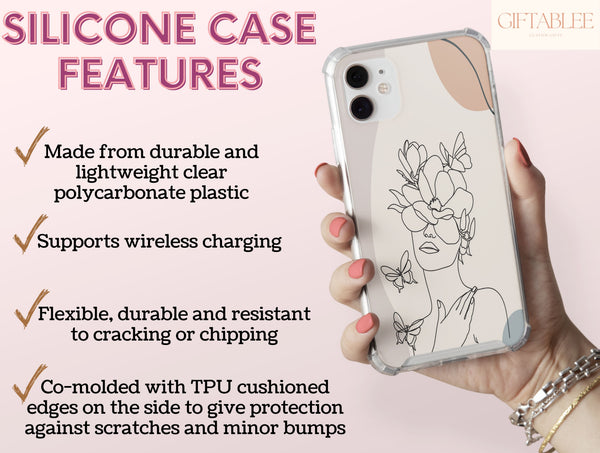 Abstract Butterfly Phone Case – Feminine Woman, Floral & Line Art Design
