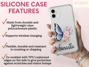 Floral Butterfly Phone Case – Personalized Monarch Name Cover