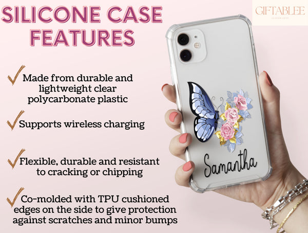 Floral Butterfly Phone Case – Personalized Monarch Name Cover