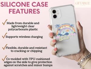 Summer Beach Phone Case – Colorful Retro Tropical Beach Scene