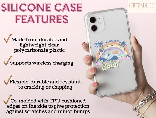 Summer Beach Phone Case – Colorful Retro Tropical Beach Scene