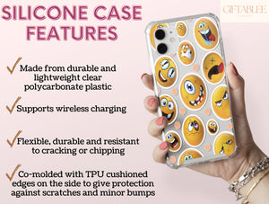 Funny Emoji Phone Case – Kawaii Sticker Bomb Design