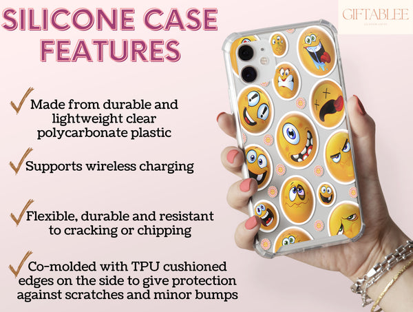 Funny Emoji Phone Case – Kawaii Sticker Bomb Design
