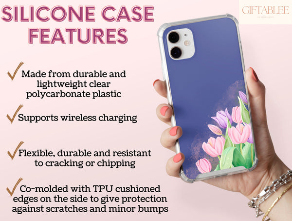 Tulip Flower Phone Case – Watercolor Pink & Lavender Floral Botanical Design
