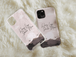 Worry Less Smile More Phone Case – Inspirational Mountain Landscape