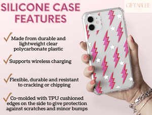 Retro Lightning Bolt Phone Case – Pink Aesthetic Style
