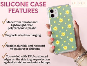 Yellow Daisy Phone Case – Sage Green Floral & Spring Botanical Pattern