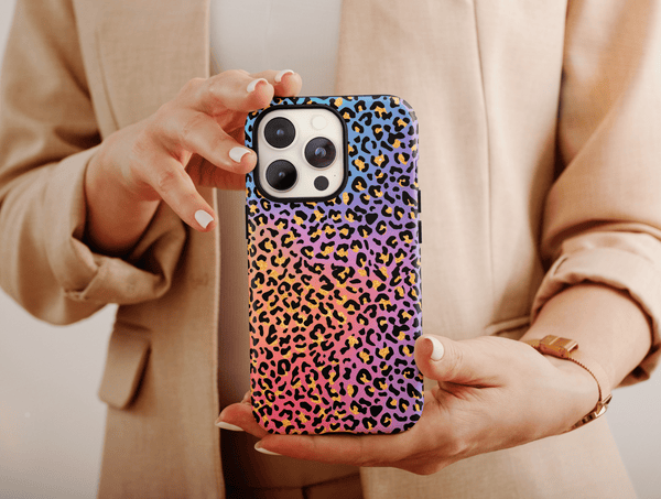 Rainbow Leopard Print Phone Case – Bold Colorful Animal Design