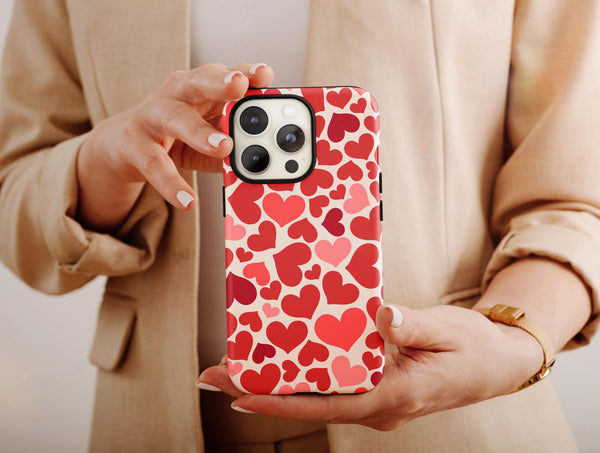Red Hearts Phone Case – Cute Romantic Heart Pattern Design