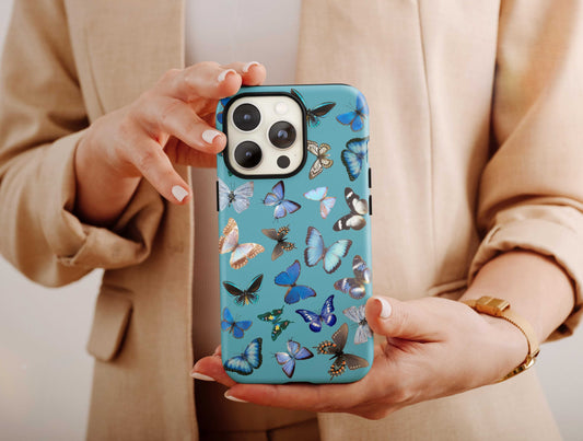 Aesthetic Blue Butterfly Phone Case, Butterfly Cell Phone Case for Women Birthday Gift, Aesthetic Phone Case For Butterfly Lovers