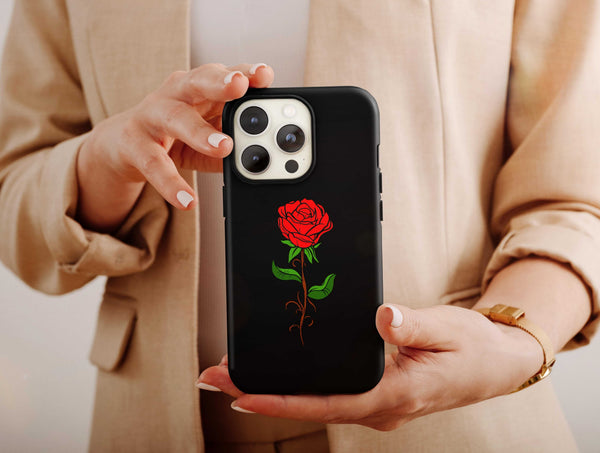 Simple Rose Phone Case – Single Red Rose Minimalist Floral Design