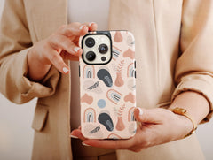 Abstract Boho Art Phone Case – Modern Neutral Botanical Design