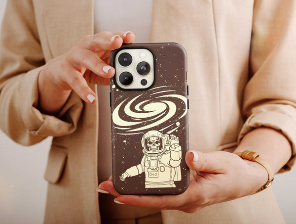 Trippy Skeleton Phone Case – Cosmic Astronaut Space Design