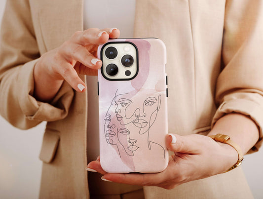 Faces Line Art Phone Case, Aesthetic Line Art Phone Case For Women Birthday Gift, Aesthetic Phone Case, Line Art Case, Feminine Line Art