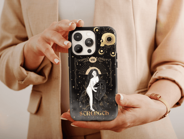 Tarot Cards Phone Case – Mystical Gold & Black Celestial Tarot Design