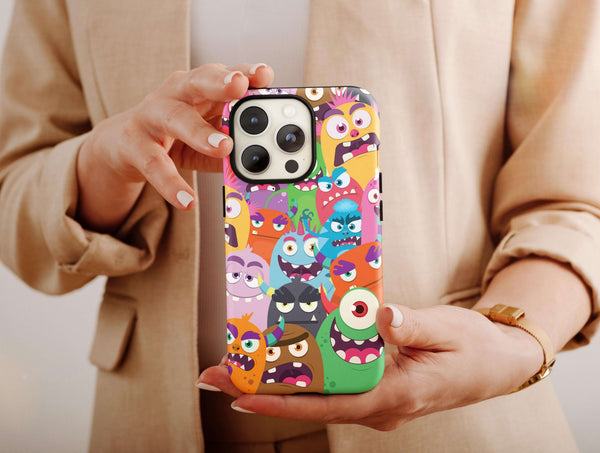 Doodle Monster Phone Case – Cute Cartoon Monster Pattern & Fun Kawaii Design
