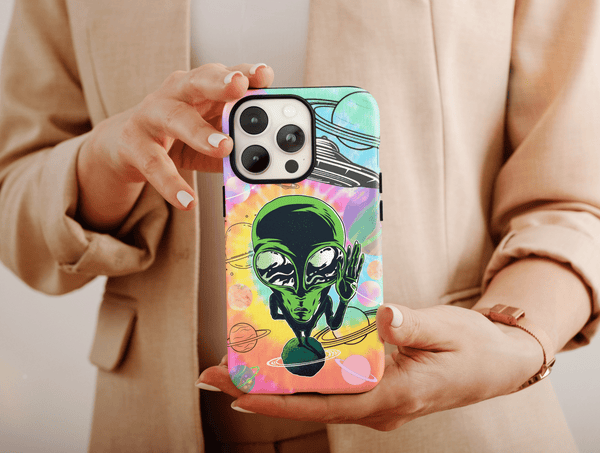 Psychedelic Alien Phone Case – Trippy Cosmic Space Design