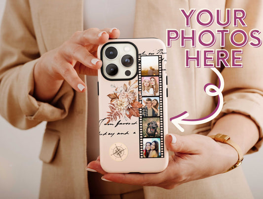 Floral Photo Collage Phone Case, Photo Collage Cellphone Case For Women Birthday, Photocard Case, Picture Case, Aesthetic Phone Case For Her