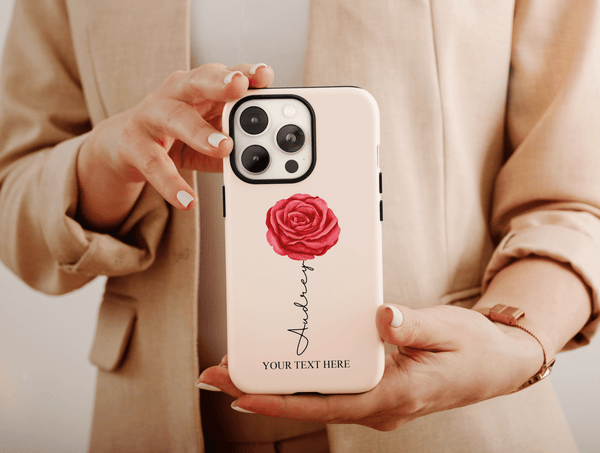 Personalized Birth Flower Phone Case – Custom Name & Birth Month Floral Design