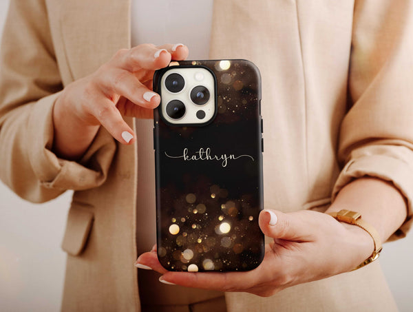 Bokeh Effect With Name Phone Case – Personalized Sparkle & Heart Design