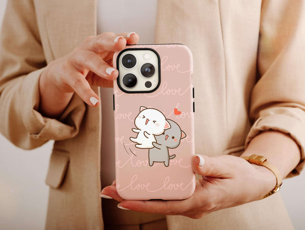 Couple Cats Phone Case – Cute Kawaii Cuddling Cat Couple Design