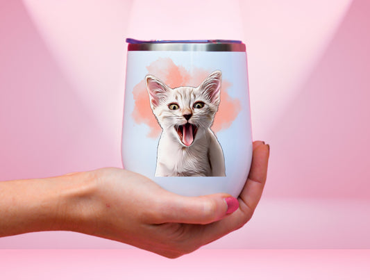 Custom Pet Photo Wine Tumbler, Custom Cat Tumbler For Cat Owner Birthday Gift, Personalized Cat Wine Tumbler, Cat Tumbler For Cats Week Gift