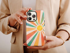 Boho Sun Rays Phone Case – Retro Mid Century Sunshine Design