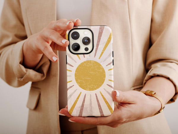 Aesthetic Sun Phone Case – Minimalist Boho Sunshine Design