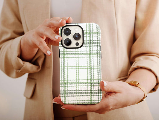 Green Plaid Phone Case, Checkered Phone Case For Men And Women Birthday Gift, Preppy Phone Case, Checker Case, Plaid Phone Case For Him/Her