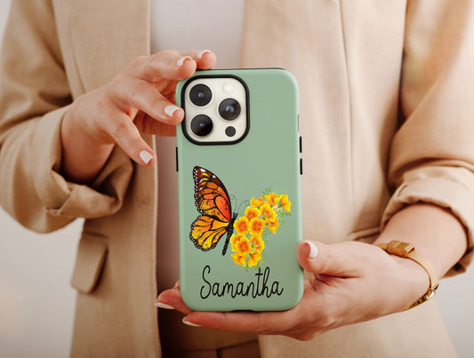 Floral Butterfly Phone Case, Aesthetic Butterfly Phone Case For Women Birthday, Personalized Butterfly Case, Butterfly Lover Gift For Her