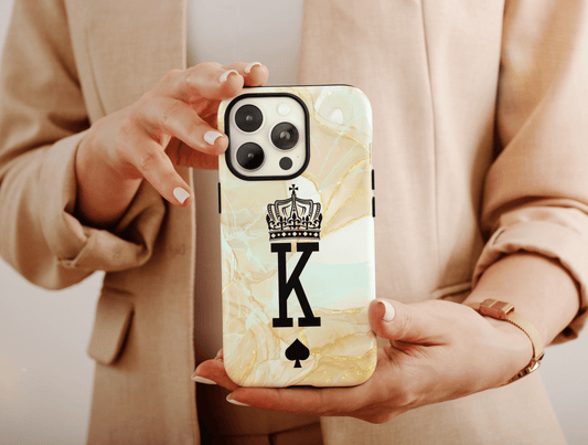 King And Queen Print Phone Case, Couple Phone Case For Couples’ Matching Phone Cases Anniversary Gift, Custom Matching Cases For Couples