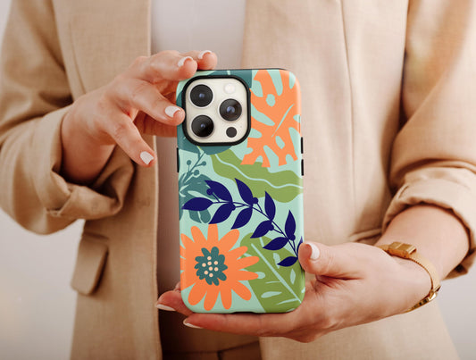 Tropical Flowers Phone Case, Kawaii Floral Phone Case For Women Birthday Gift, Floral Phone Case, Tropical Phone Case, Girly Phone Case