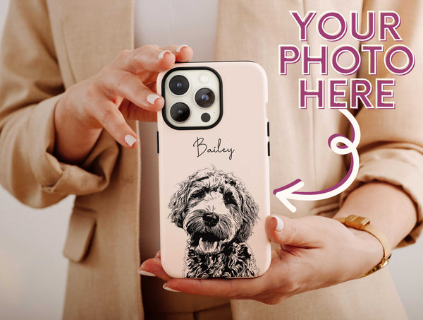 Black And White Pet Portrait Phone Case – Custom Dog Artwork