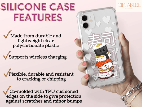 Funny Kawaii Phone Case – Cute Smiling Sushi for Food Lovers