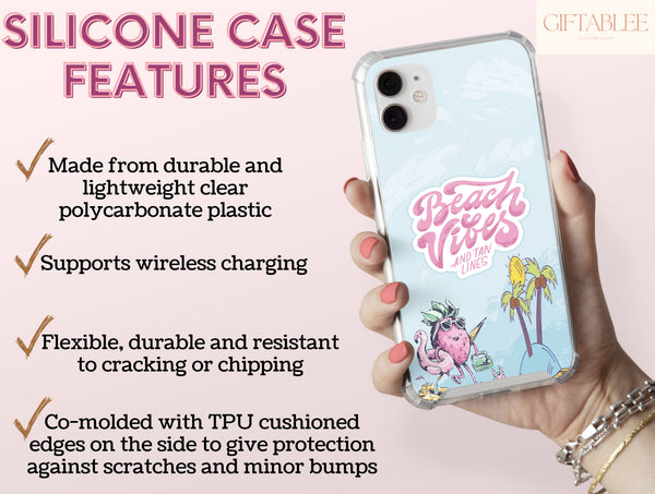 Summer Vibes Phone Case – Cute Beach & Strawberry Design